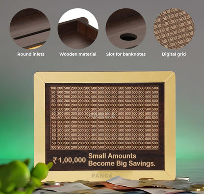 Money Saving Piggy Box Wooden Coin Box  / Piggy Bank Money Saver with Numbers
