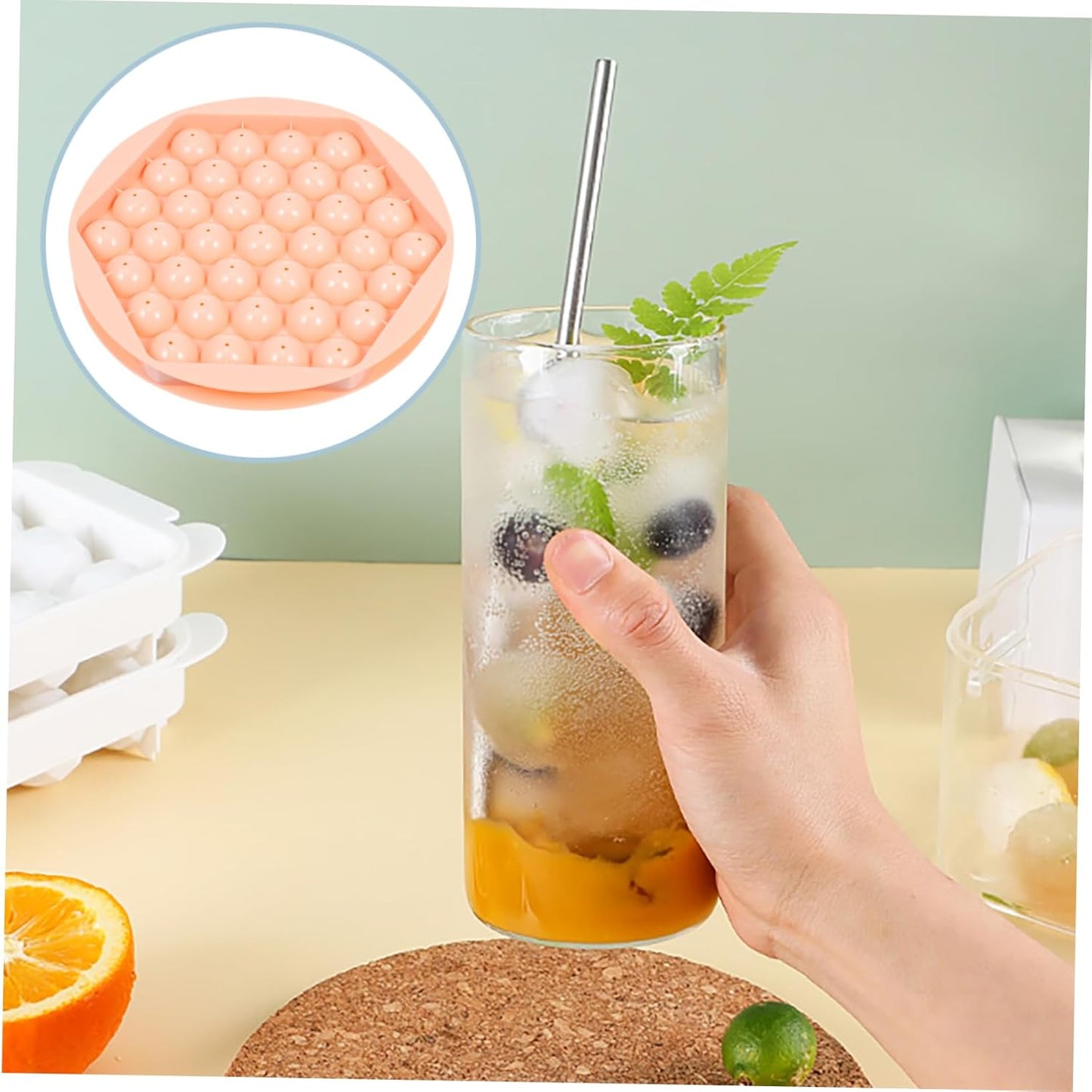 Silicone Ice Cube trays with  Sphere for Freezer