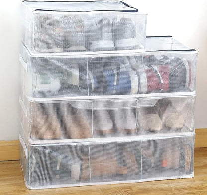 Bed Shoe Organizer with Zipper, Storage for Sneakers, Heels & Boots