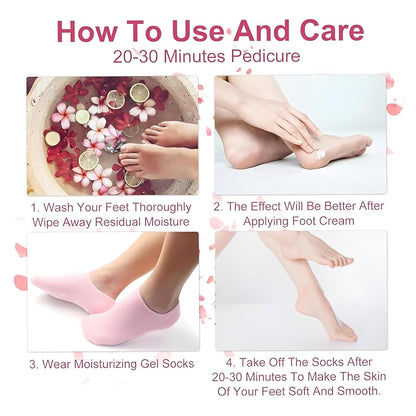 Moisturizing Silicone Gel Socks for Dry Feet Repair Deep Hydration for Cracked Skin Ultimate Foot Care Treatment for Soft & Revives Feet Overnight