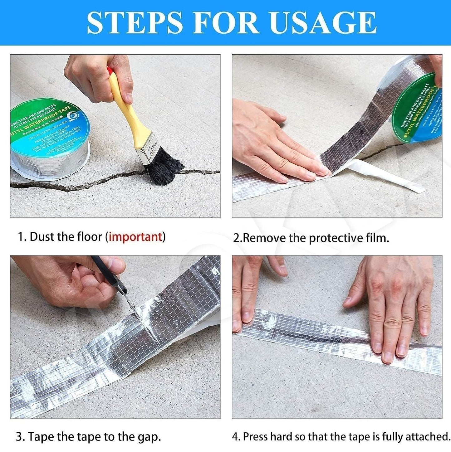 Waterproof Repair Tape for Pipe Leakage Roof Water Leakage Solution Aluminium Foil Tape Waterproof Adhesive Sealing Butyl Rubber Tape (450 gm)