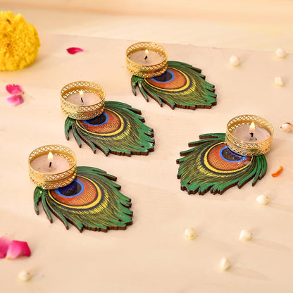 Peacock Mor Pankh Tealight Candle Holder Stand {pack of 10}