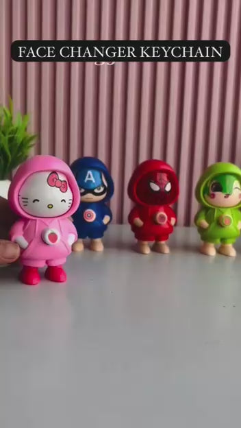 Face Changing Keychain, Doll Keychains with Rotating Face Design