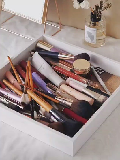 Rotating Cosmetic Brush Storage Box for Vanity Home Office Bedroom Dressing Table Bathroom Cabinet Cosmetic Brush Organizer Makeup Brush Holder Makeup Brushes Organizer with Lid